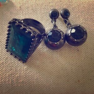 Jewel mint earrings and ring sold as set, like new